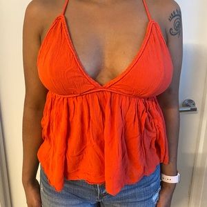 Red blouse going out